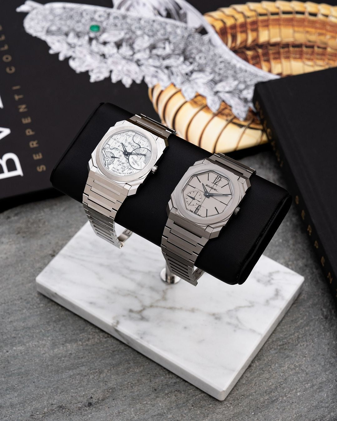 The Watch Stand - Double - White & Silver